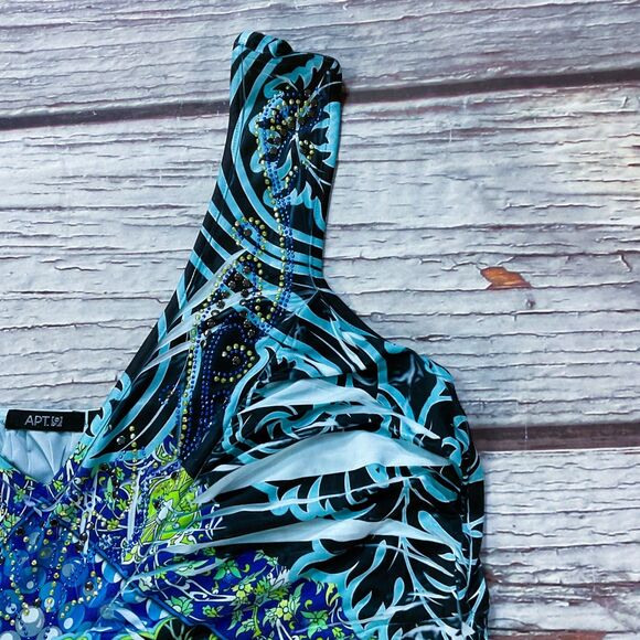 Apt 9 Womens Dress sz XL Blue Multi Print Maxi Pullover Sleeveless Sundress Soft - Picture 6 of 8